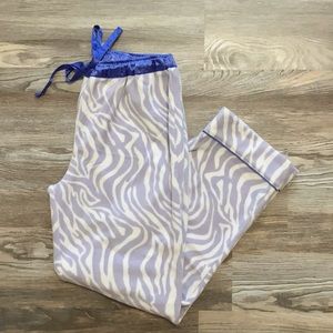 Pajamagram Lilac White Animal Print Fleece Pajama Bottom Medium